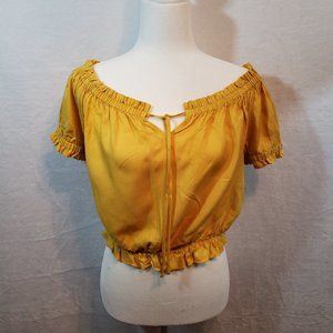 Forever 21 Off Shoulder Top Gold Color Large